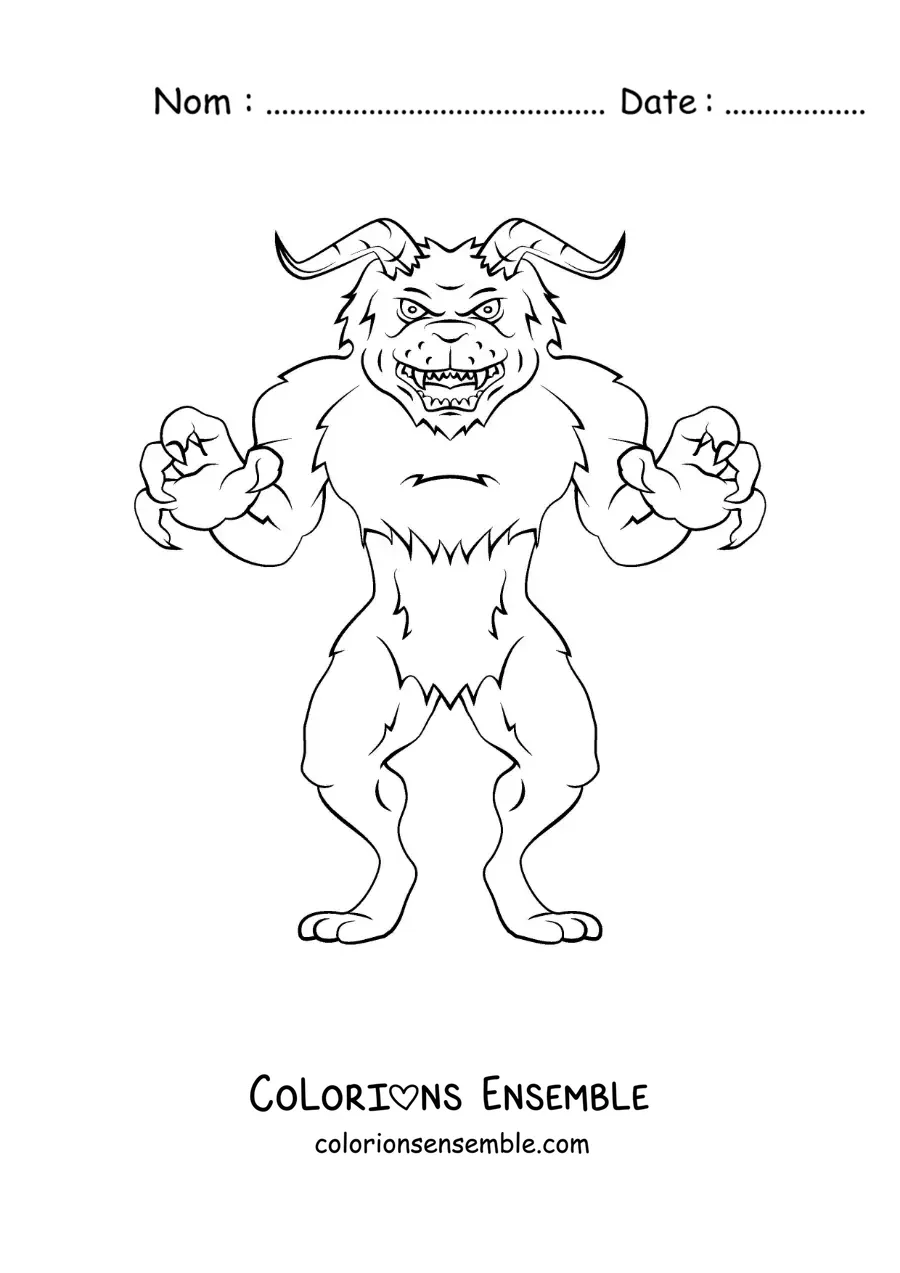 Image à colorier d'un Minotaure monstrueux