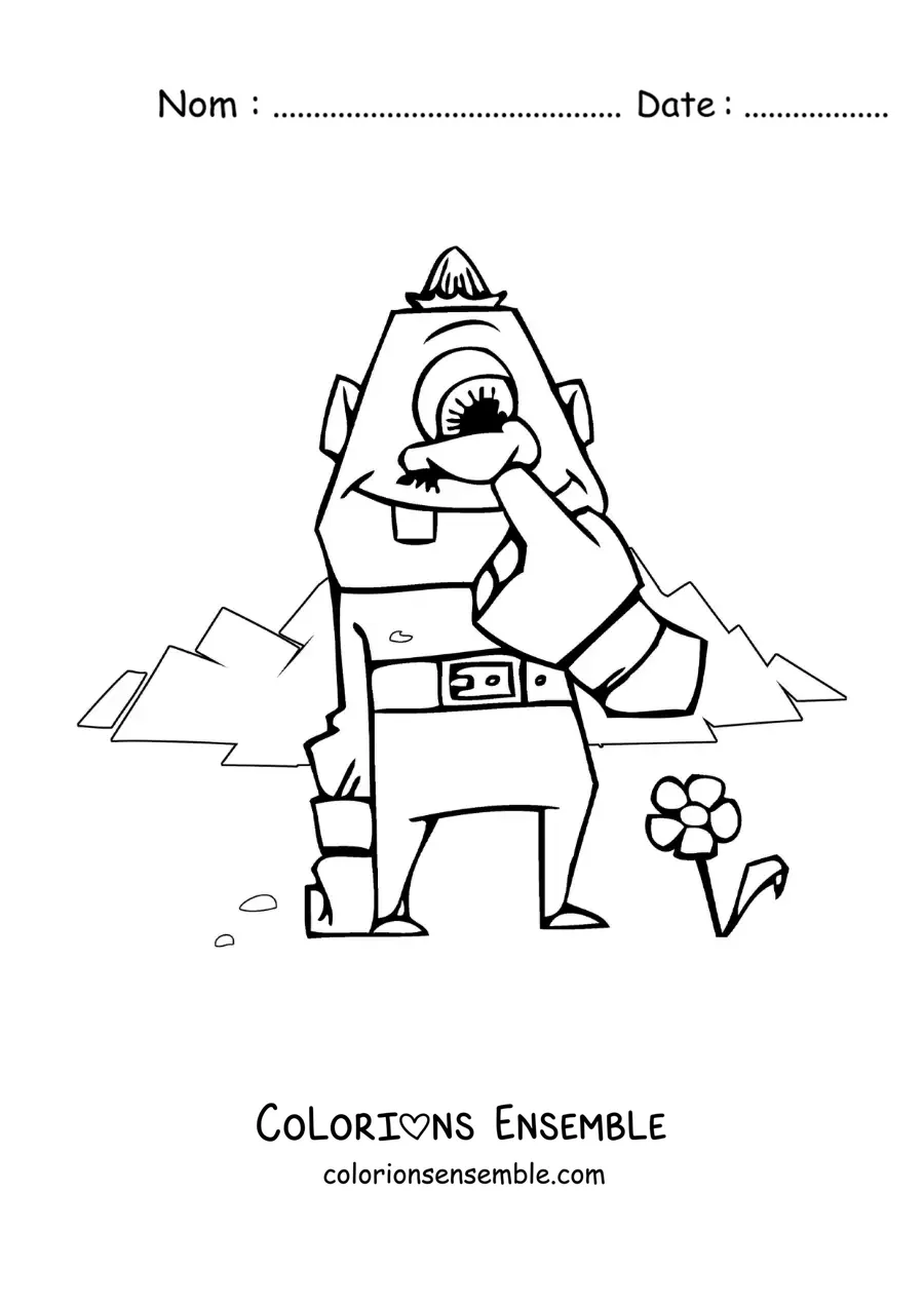 Image à colorier d'un cyclope rigolo en version animée
