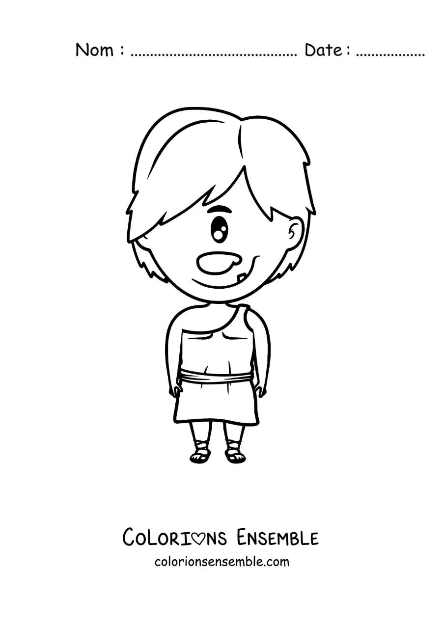 Image à colorier d'un cyclope kawaii en version animée