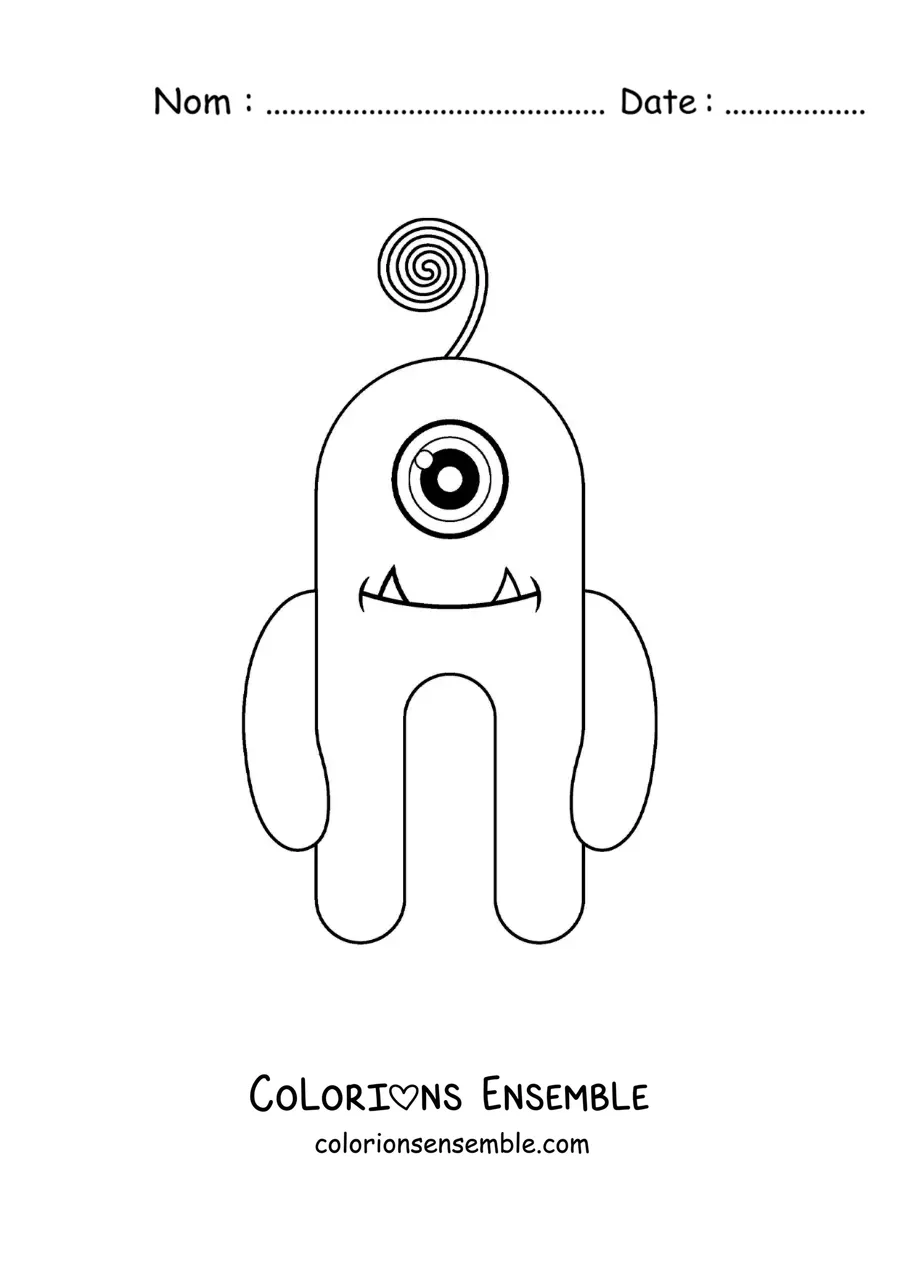 Image à colorier d'un monstre à un seul œil, en version animée