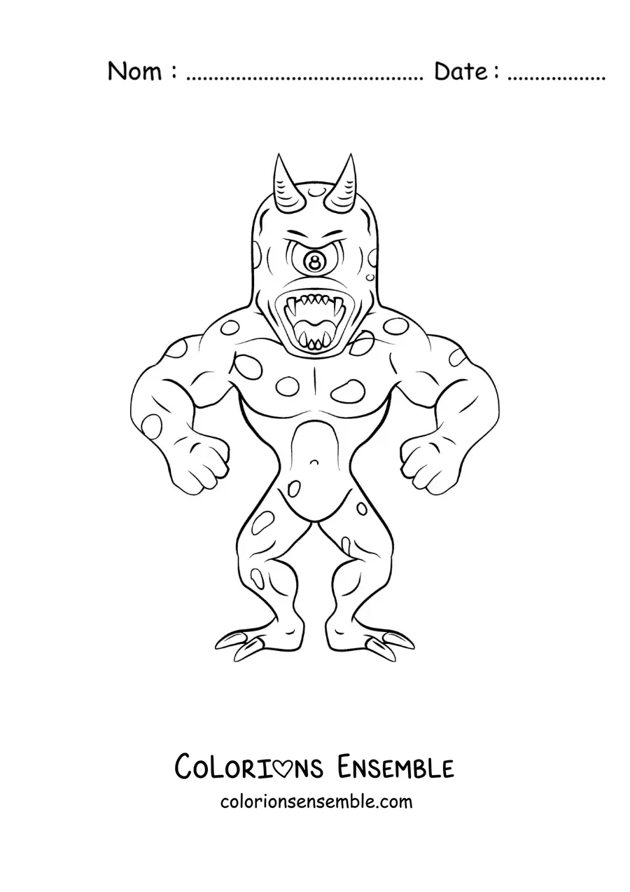 Image à colorier d'un cyclope monstrueux en version animée