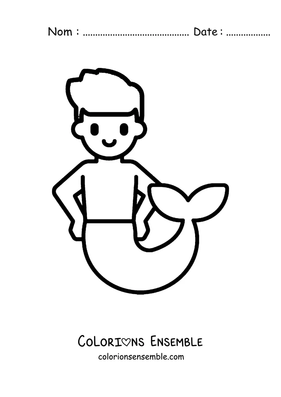 Image à colorier d’un triton tout simple