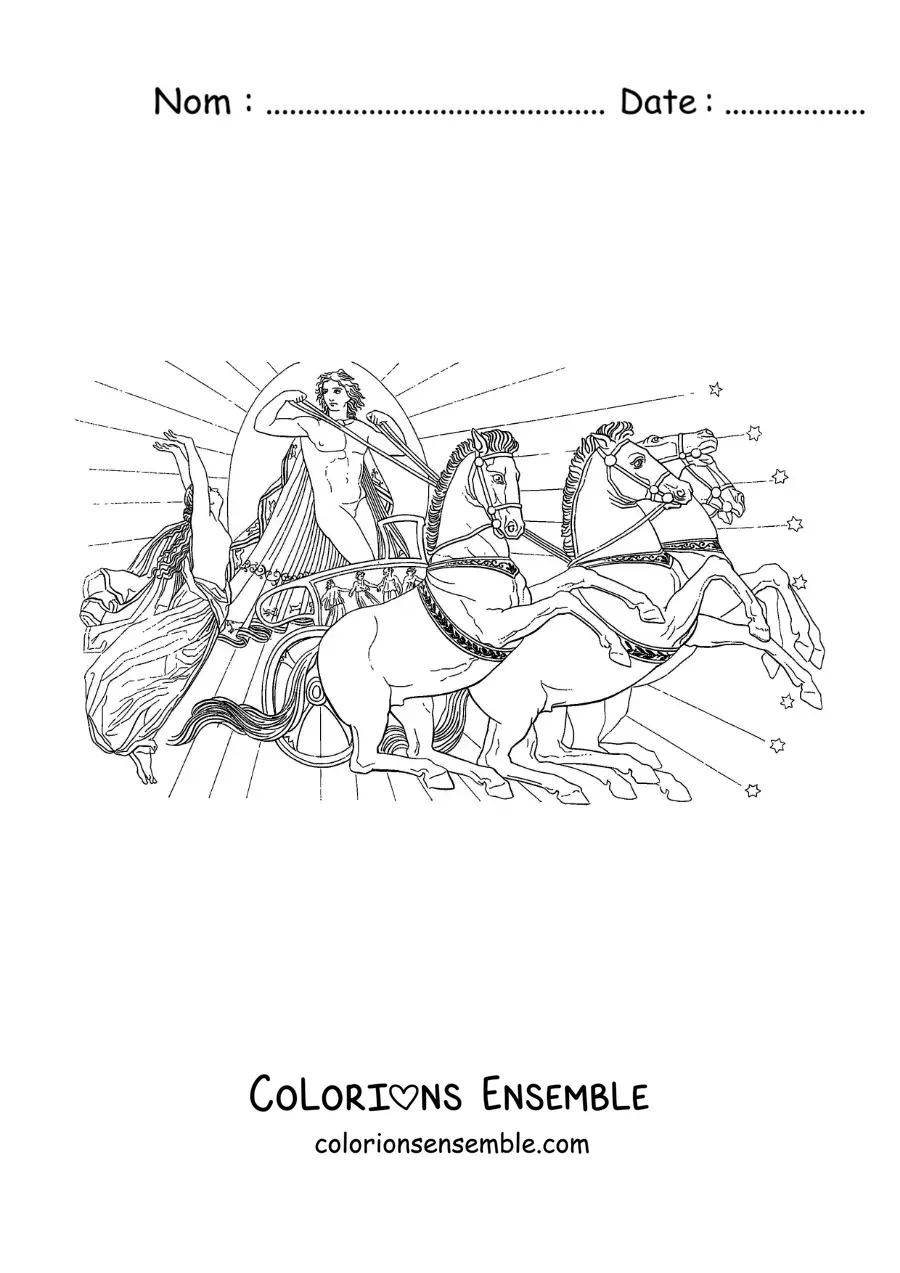 Image à colorier du char doré du dieu Apollon