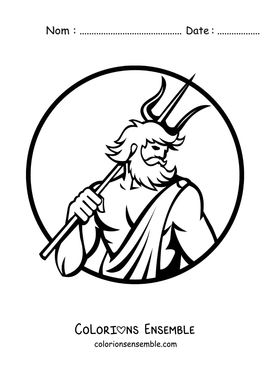 Image à colorier de Poséidon avec son trident