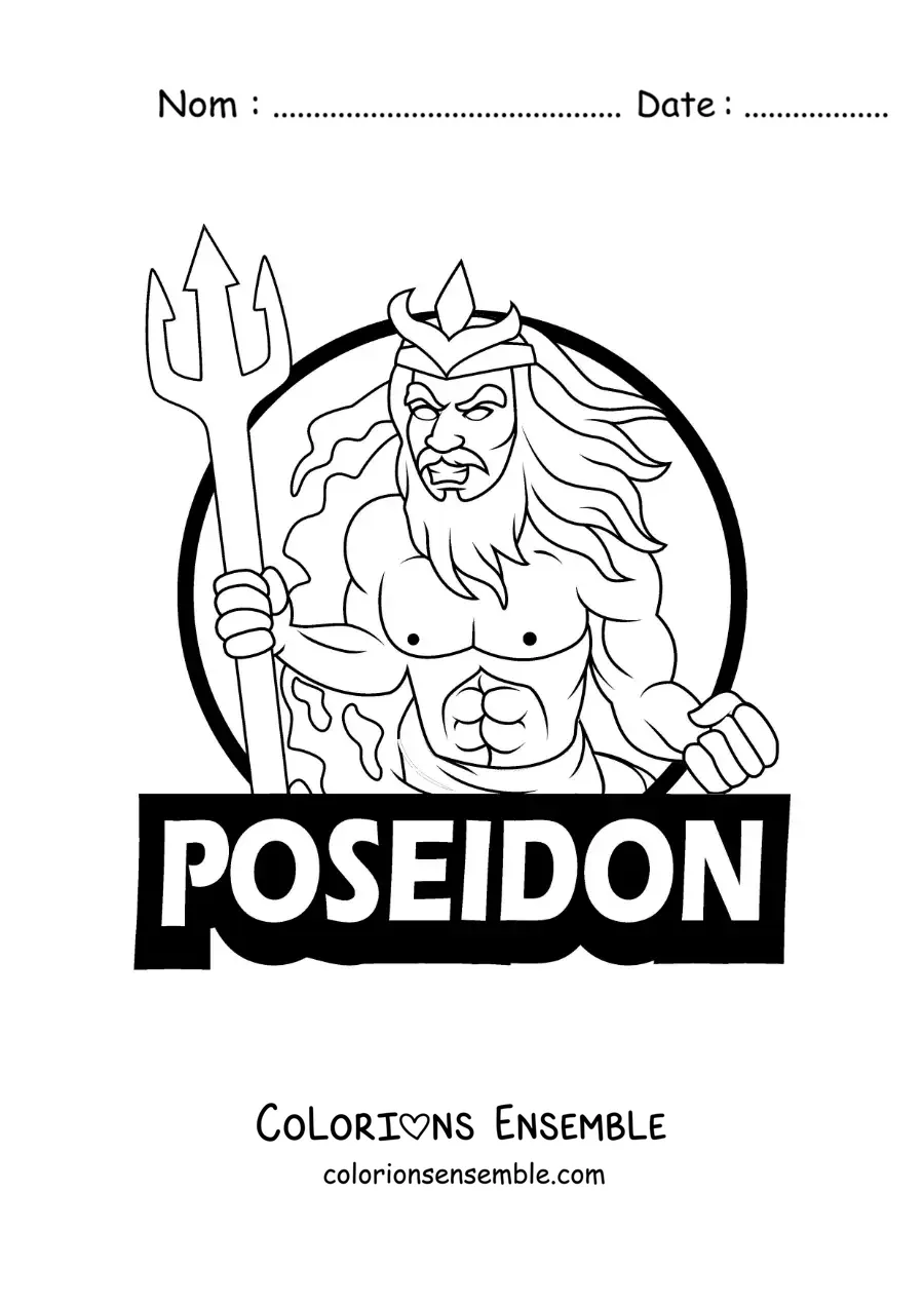 Image à colorier du dieu grec Poséidon