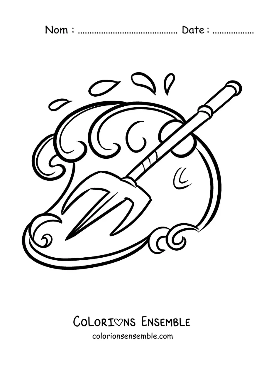 Image à colorier du trident de Poséidon