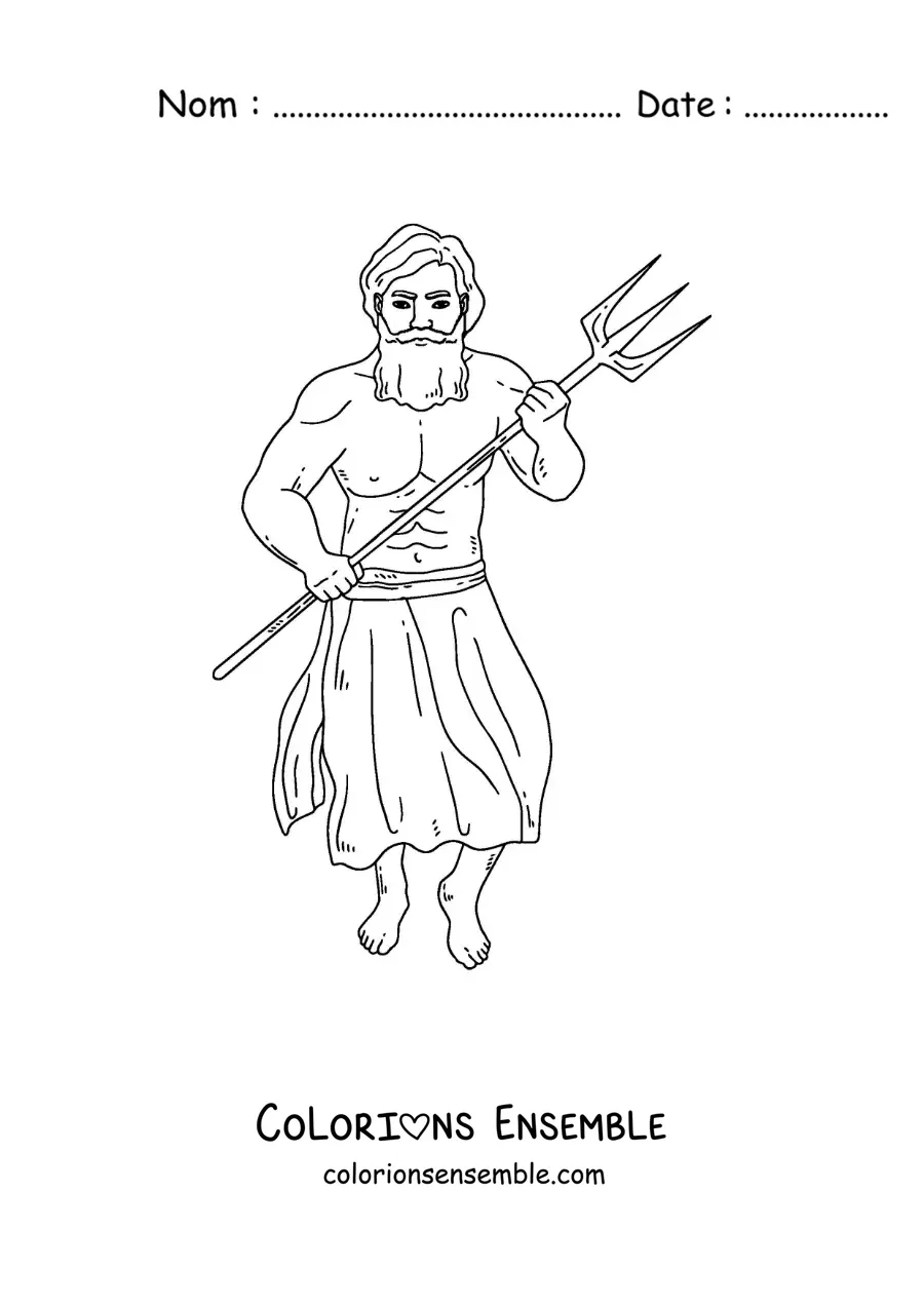 Image à colorier du dieu Neptune