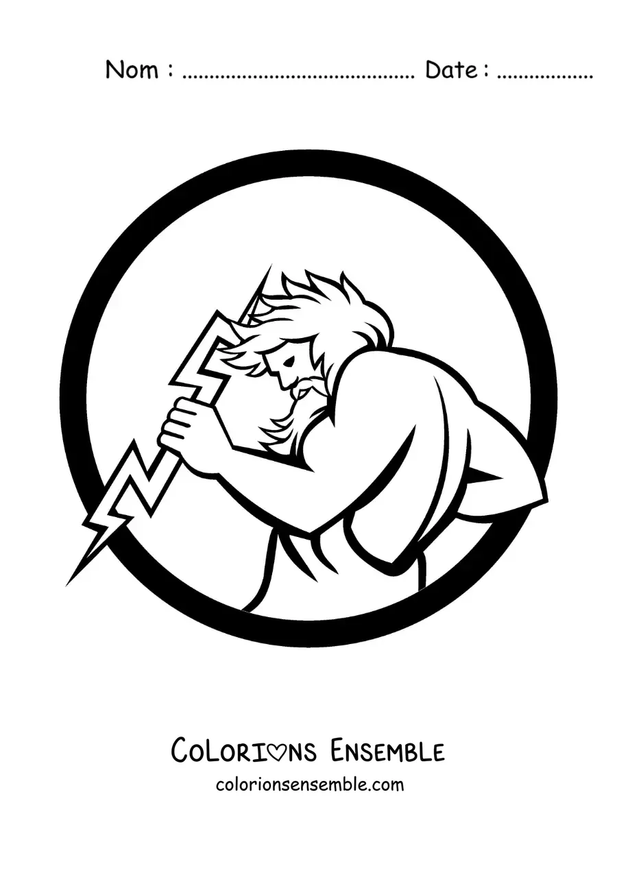 Image à colorier du dieu Zeus avec un éclair