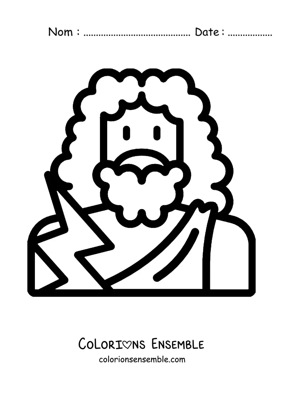 Image à colorier du dieu Zeus, facile à colorier