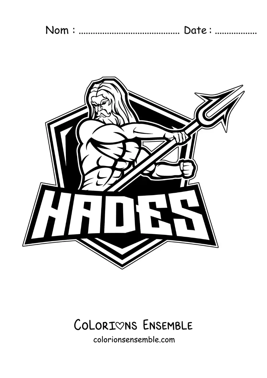 Image à colorier d’Hadès avec son bident