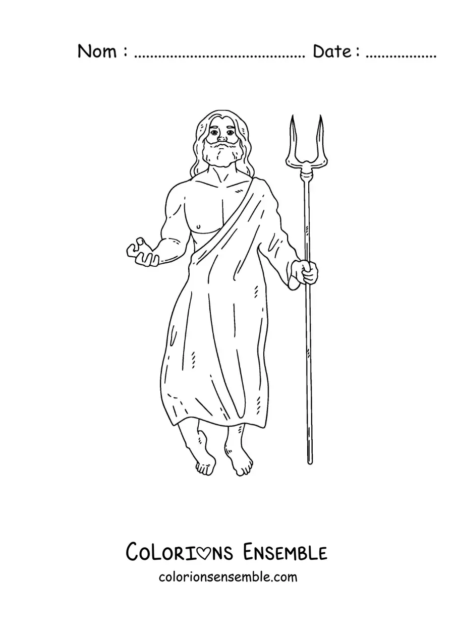 Image à colorier d’Hadès réaliste avec son bident
