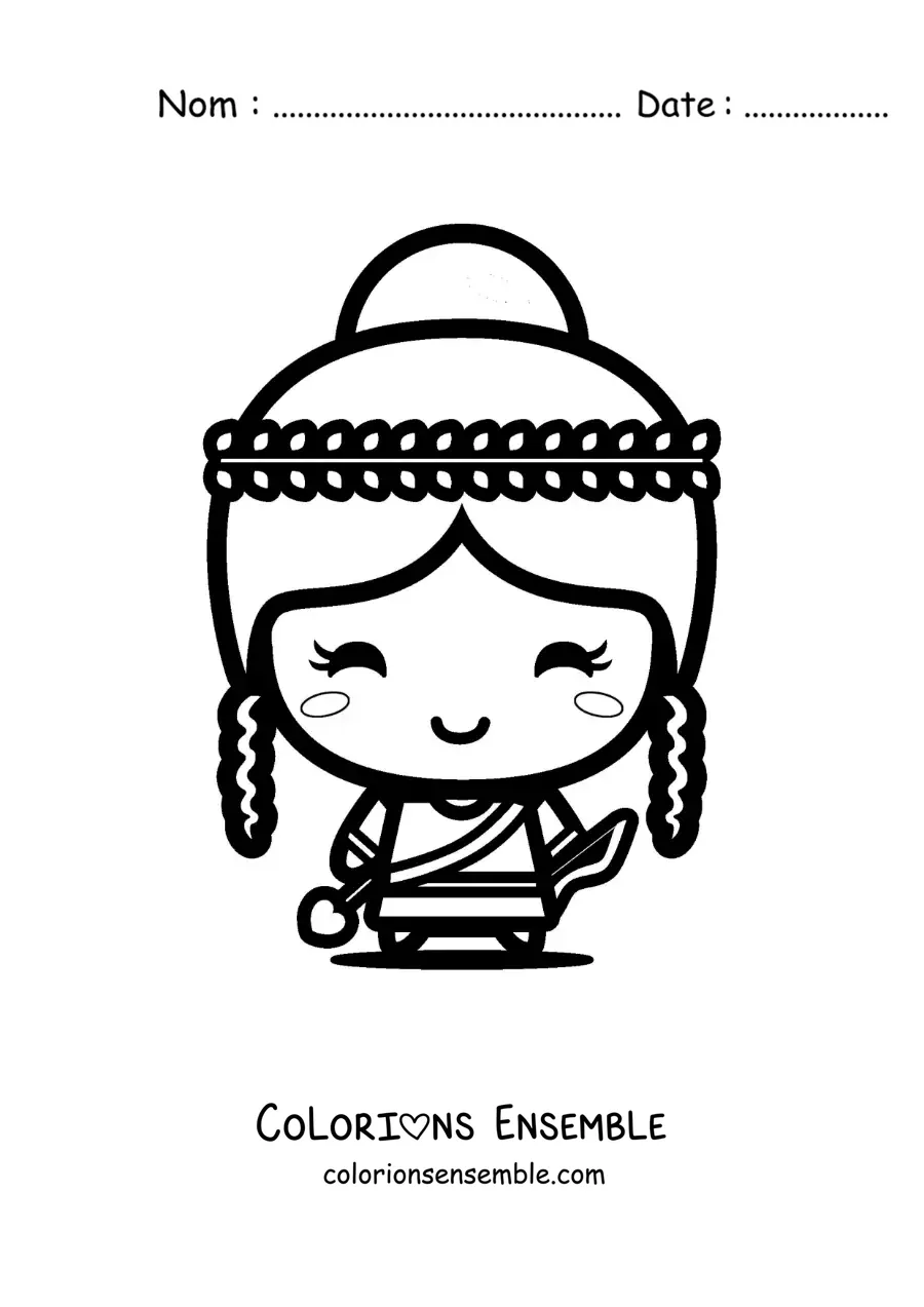 Image à colorier d’Artémis kawaii