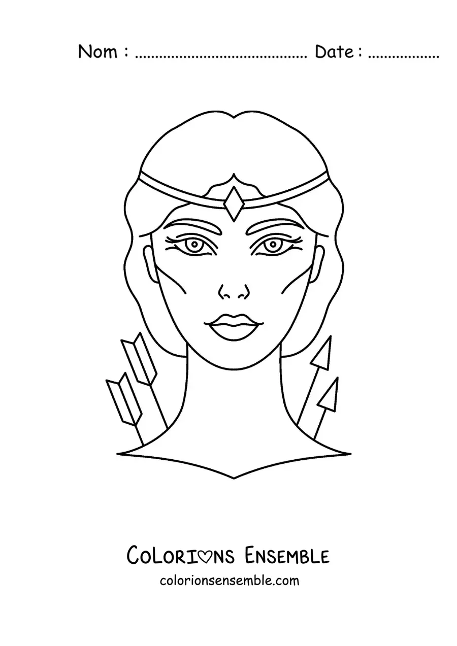 Coloriage du visage de la déesse Artémis