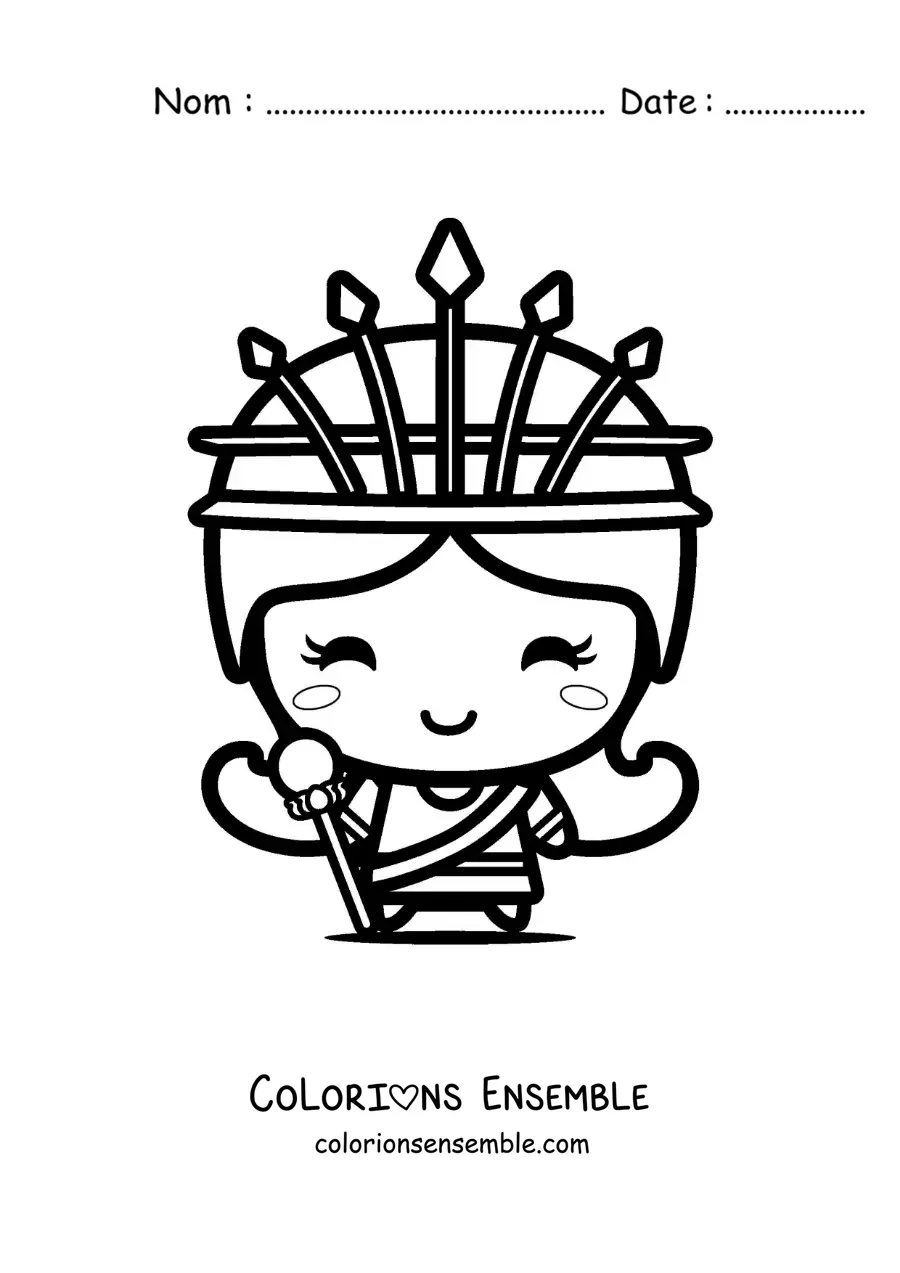 Coloriage de la déesse Héra kawaii