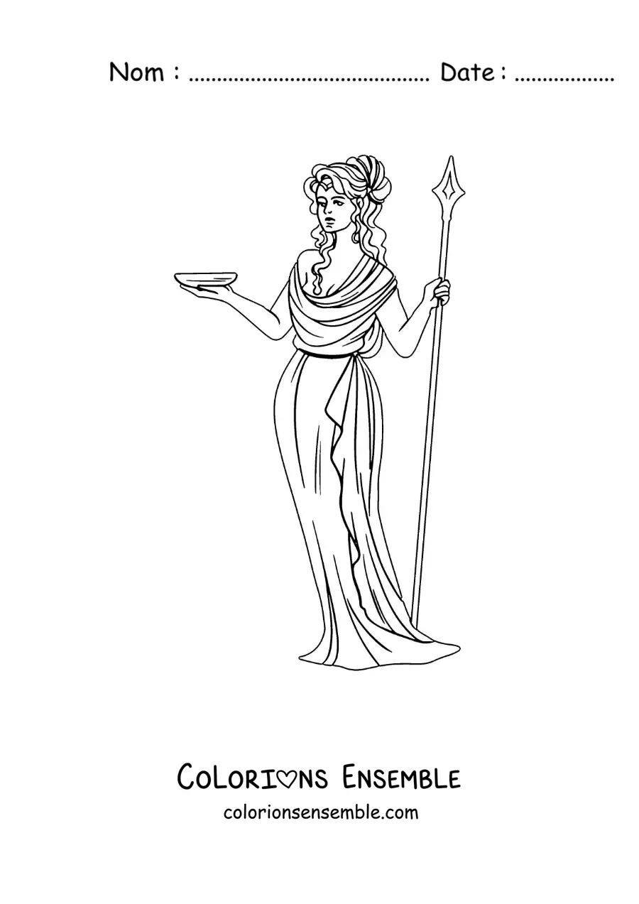 Coloriage d’Héra, la reine des dieux, en dessin animé