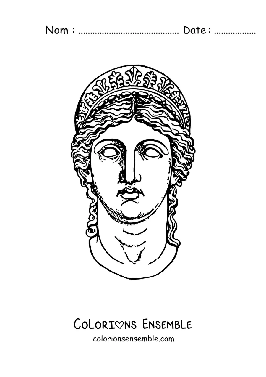 Coloriage d’une statue du visage de la déesse Héra