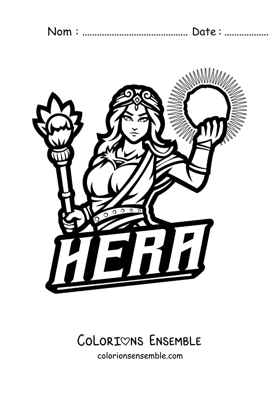 Coloriage de la déesse Héra, reine des dieux