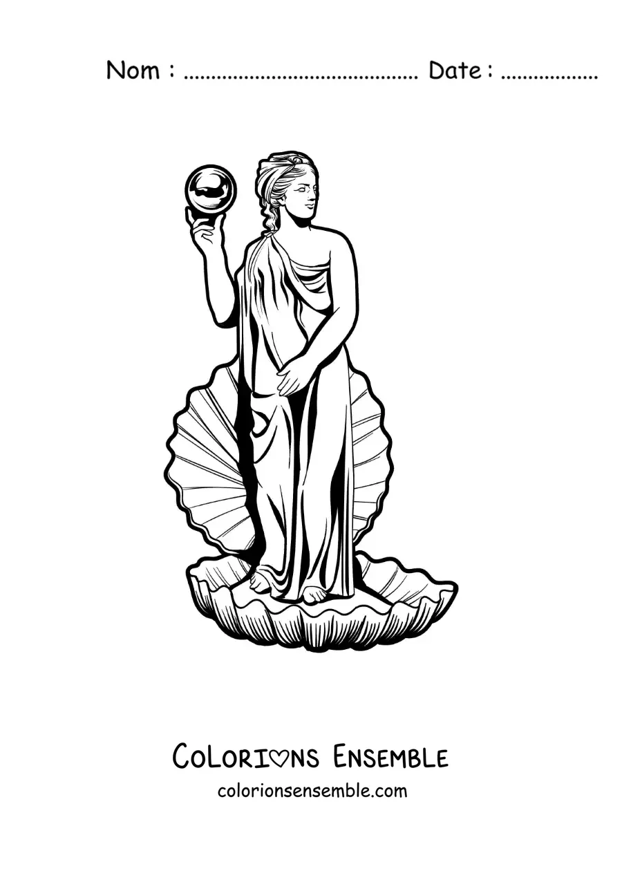 Coloriage facile de la naissance de Vénus