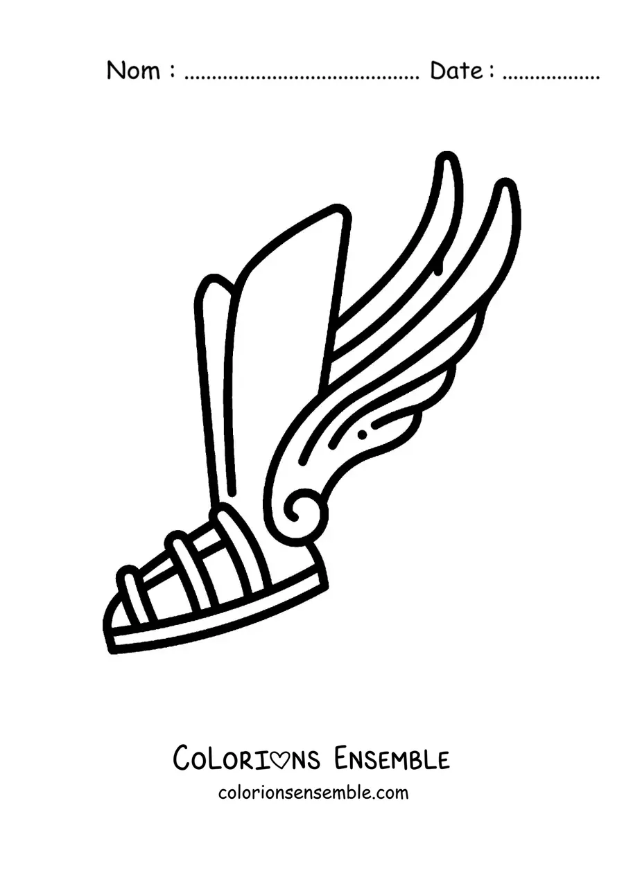 Coloriage de la sandale ailée d’Hermès