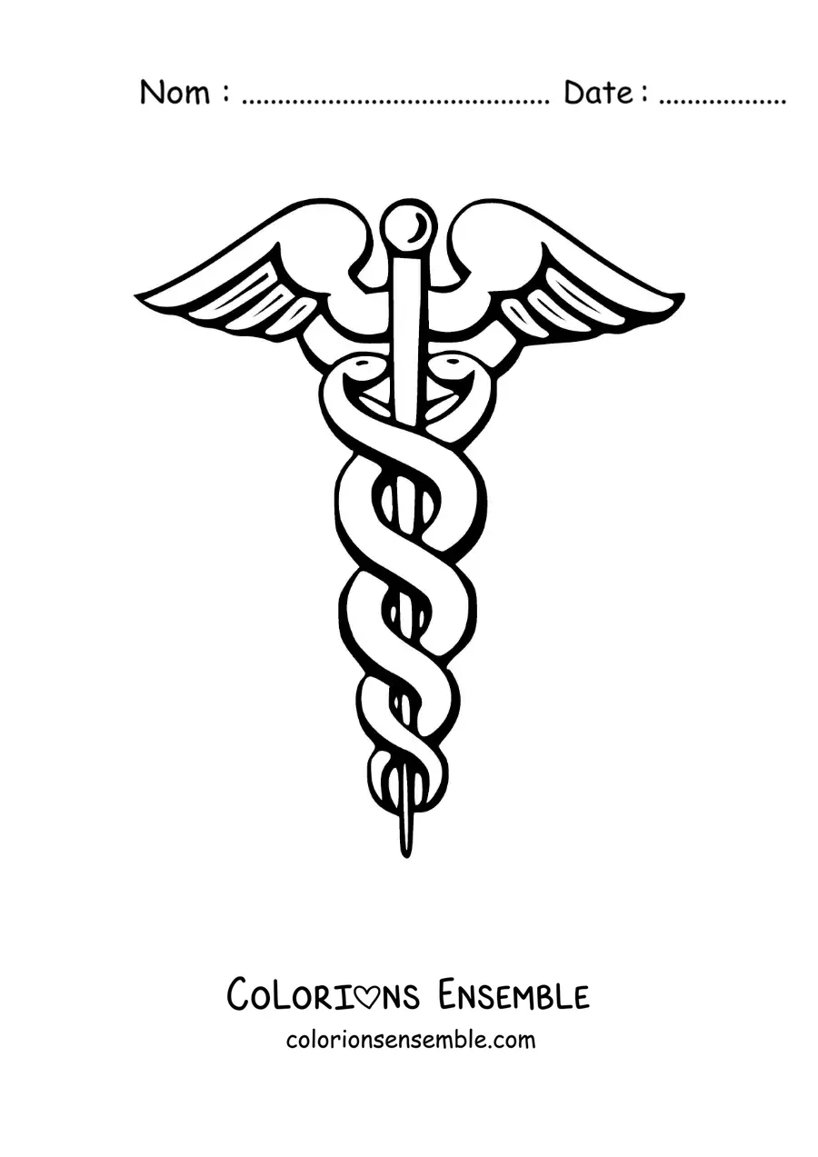 Coloriage du caducée du dieu Hermès