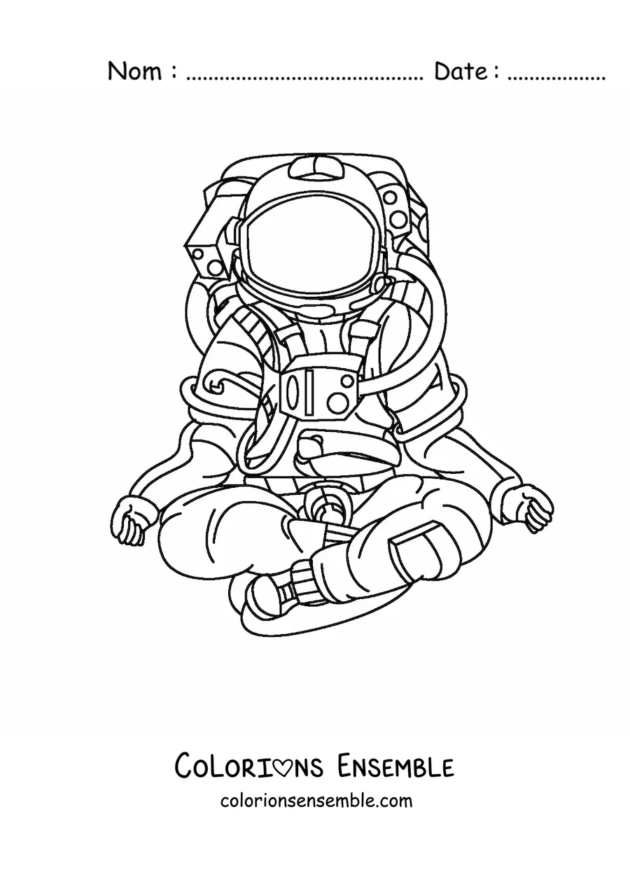 Image à colorier d’un astronaute assis