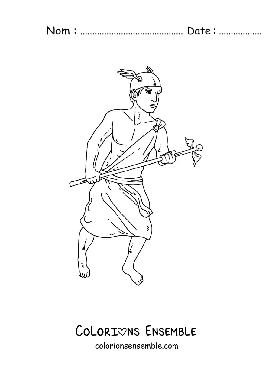 Coloriage du dieu grec Hermès réaliste