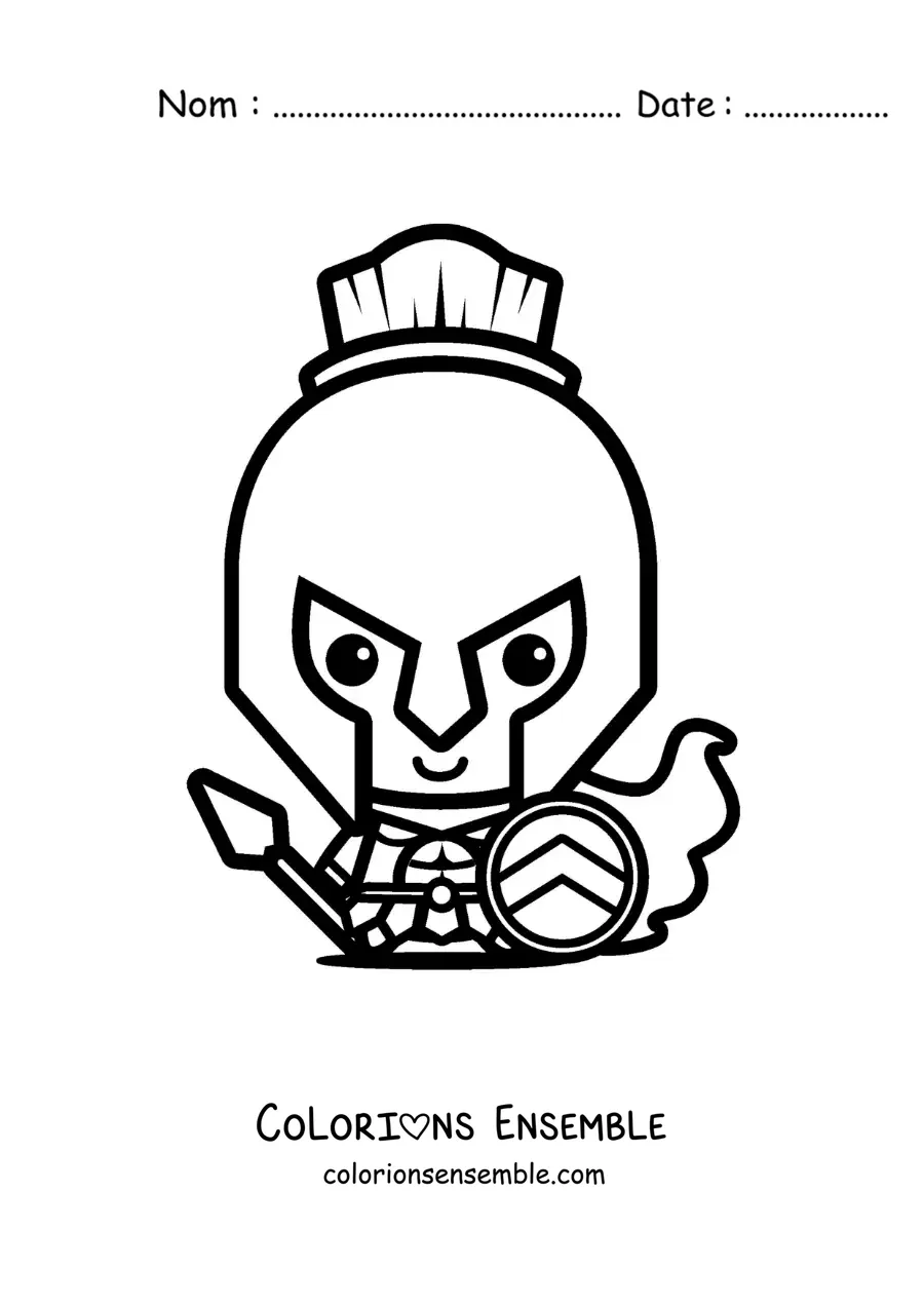 Coloriage du dieu grec Arès kawaii
