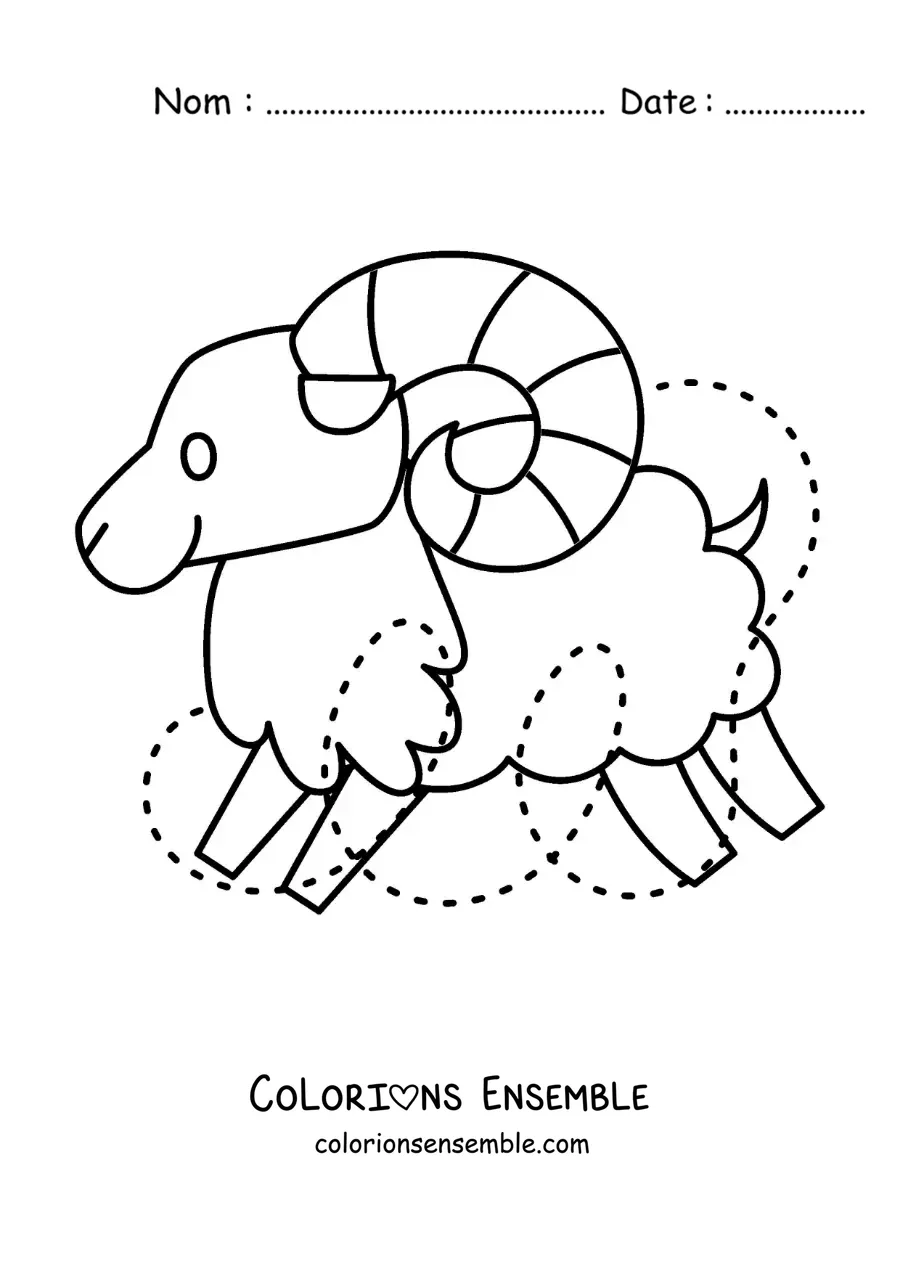 Coloriage facile d’un bélier du signe du Bélier