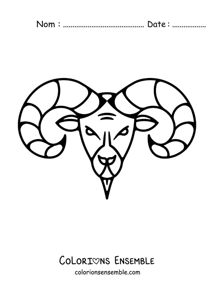 Image à colorier d’un bélier du Bélier