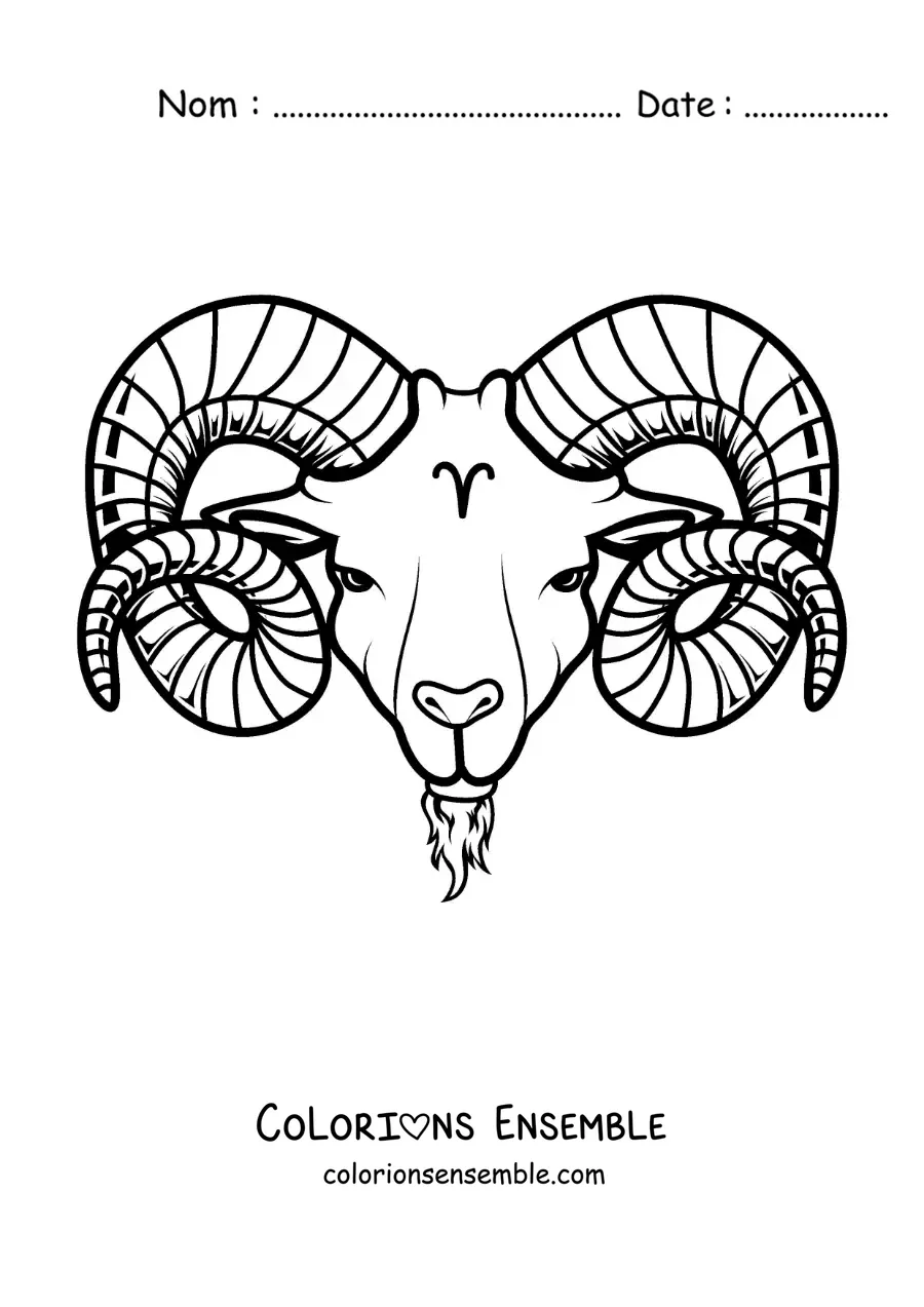 Image à colorier d’un bélier du Bélier facile avec la lettre mu