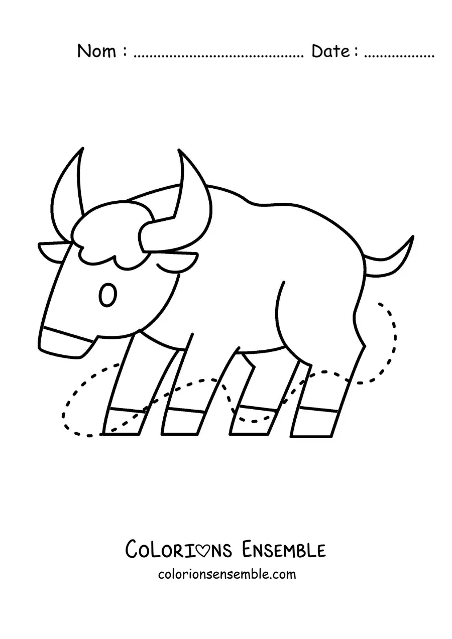 Image à colorier d’un taureau du signe du Taureau facile