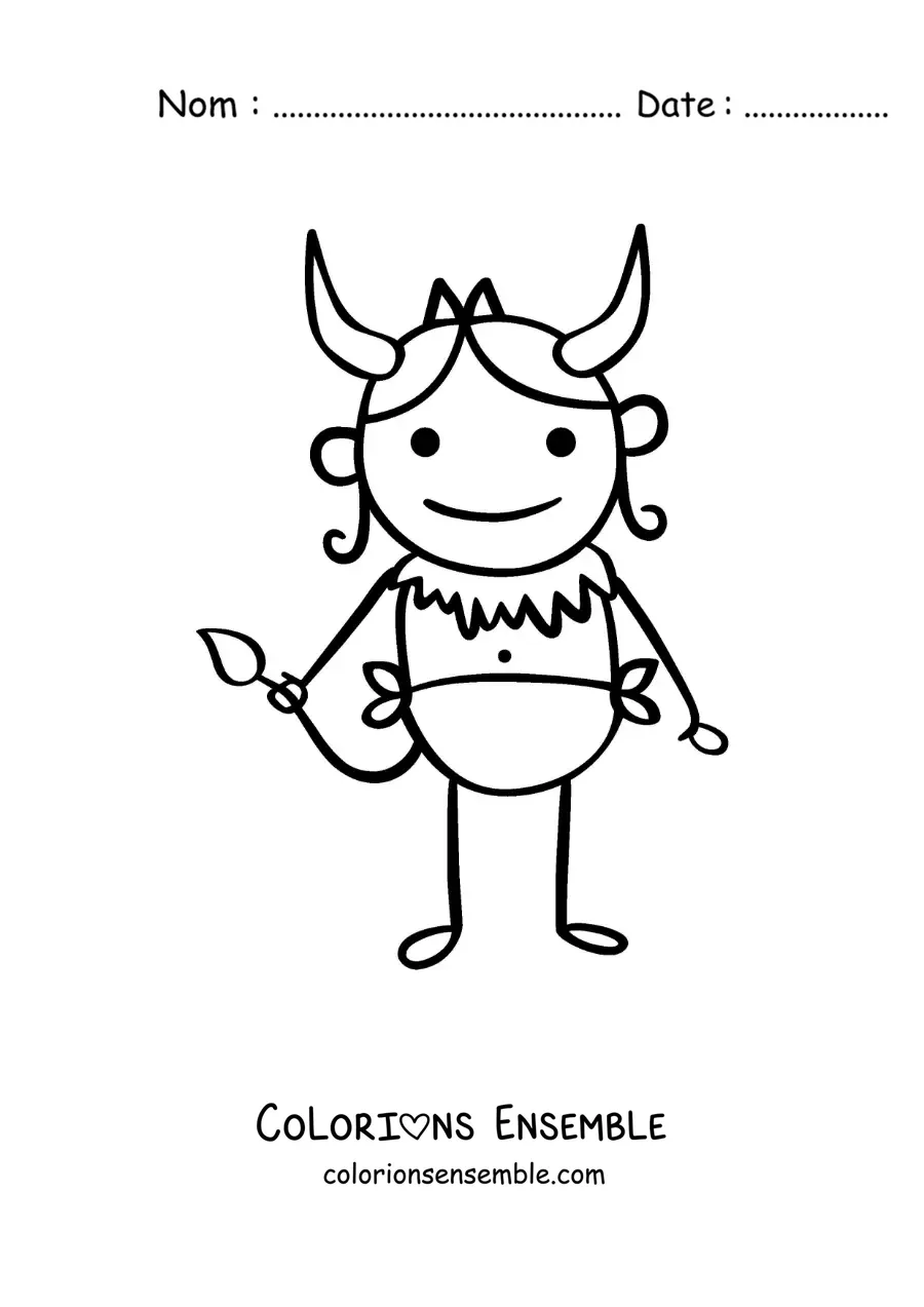 Image à colorier d’un personnage du signe du Taureau en dessin animé