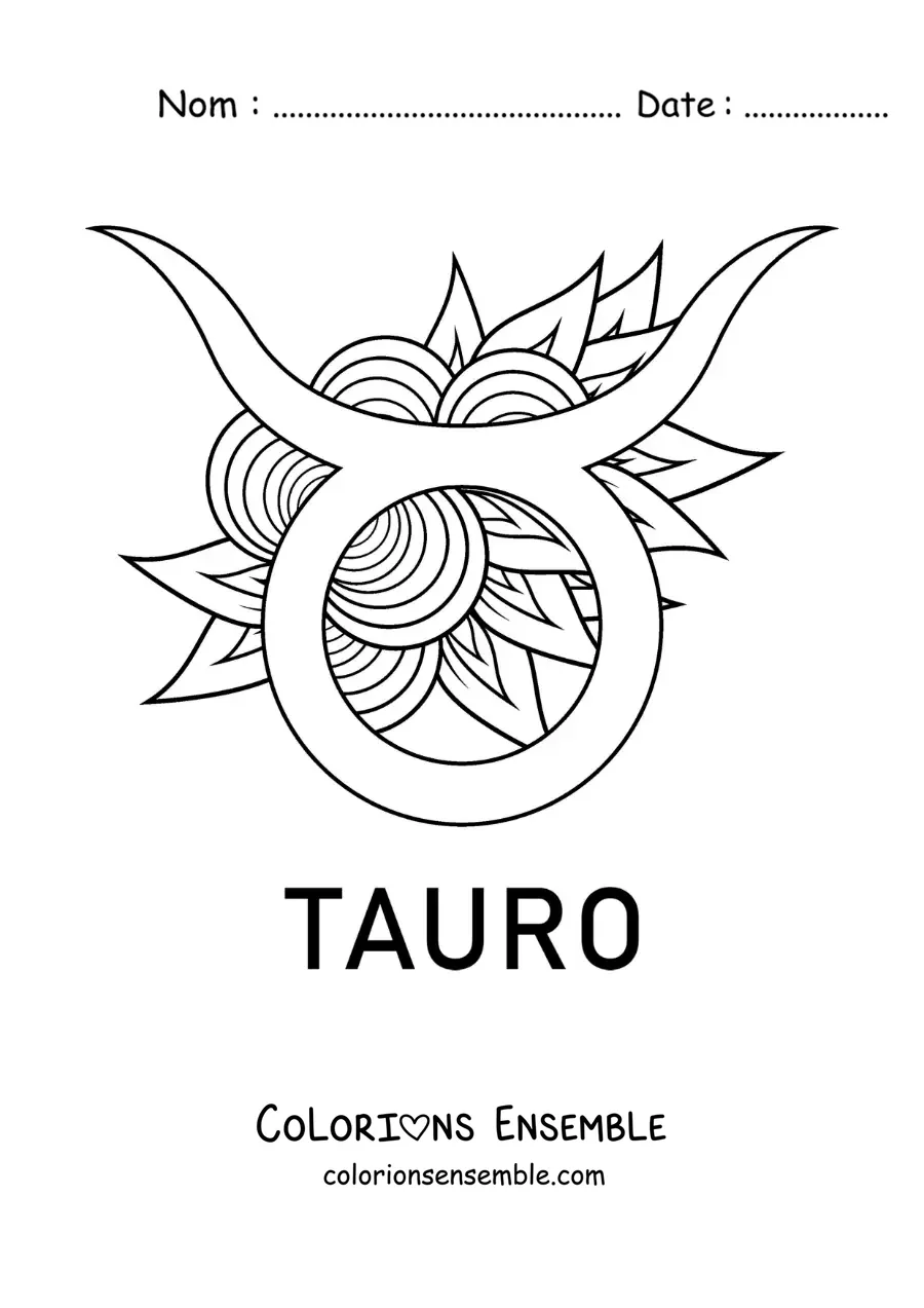 Image à colorier du symbole du signe du Taureau