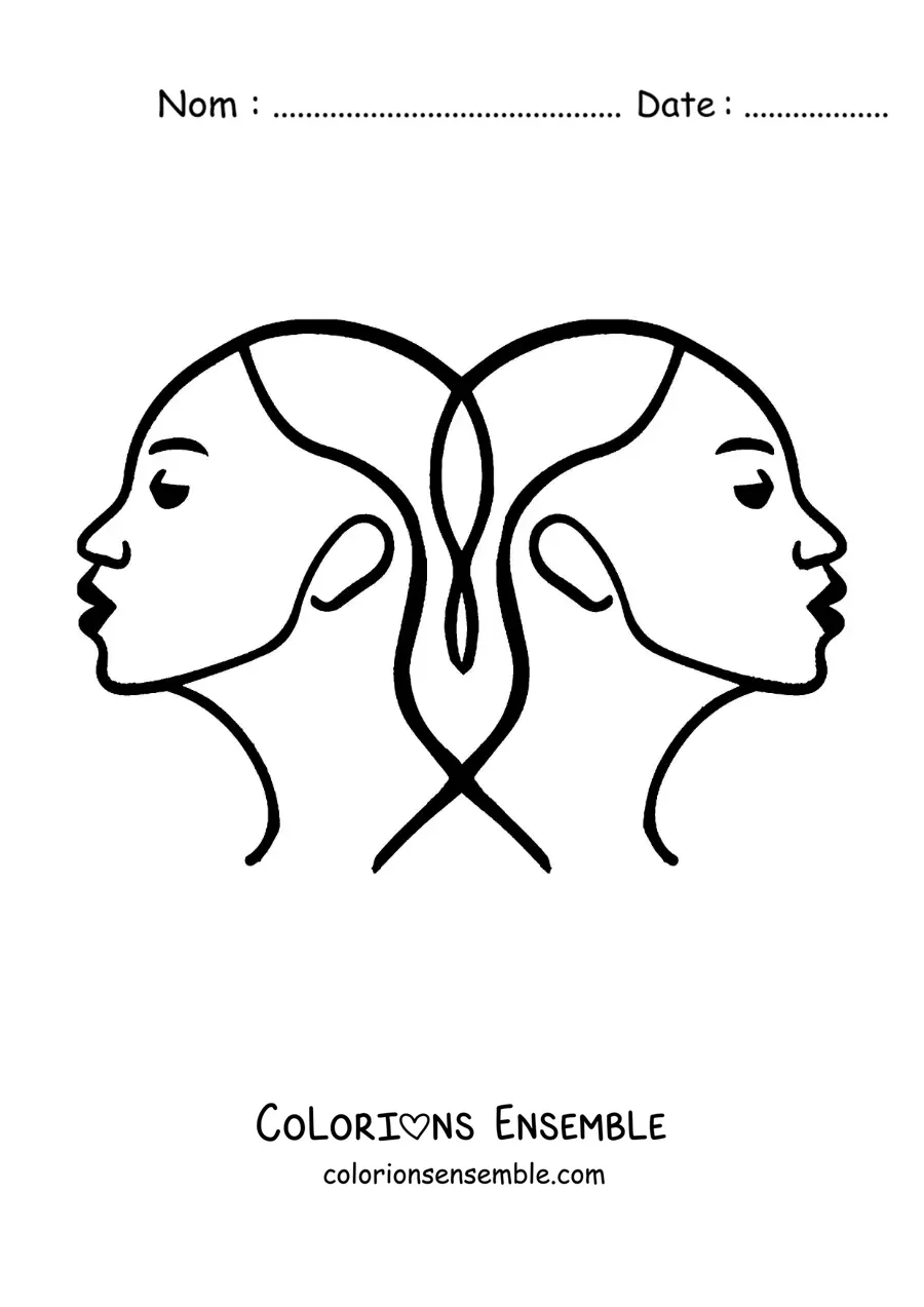 Image à colorier du signe des Gémeaux facile
