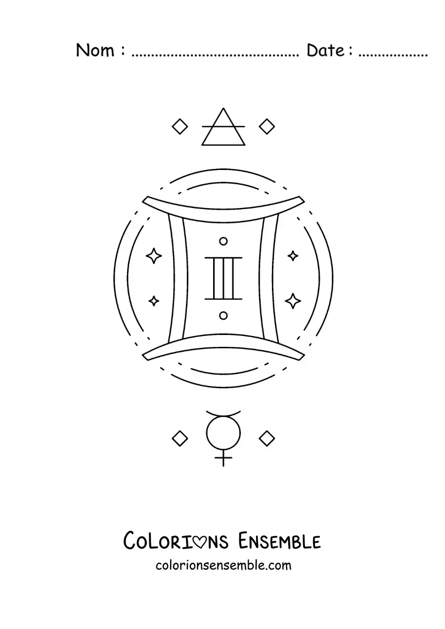 Image à colorier du symbole des Gémeaux
