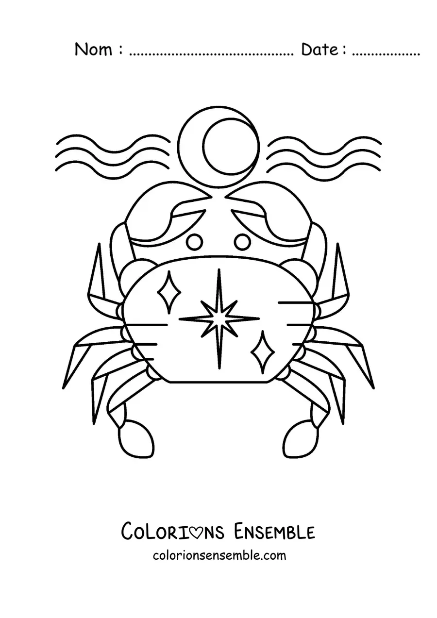 Image à colorier d’un crabe du signe du zodiaque Cancer
