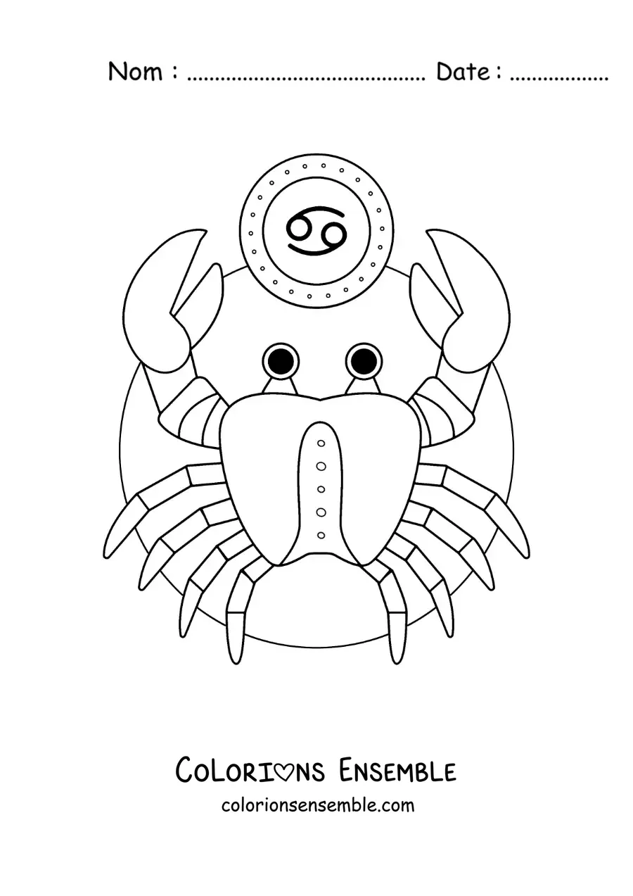 Image à colorier du signe du zodiaque Cancer en dessin animé
