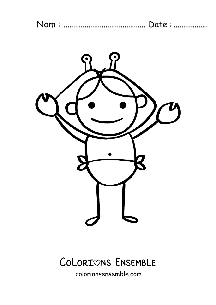 Image à colorier d’un personnage rigolo du signe du Cancer