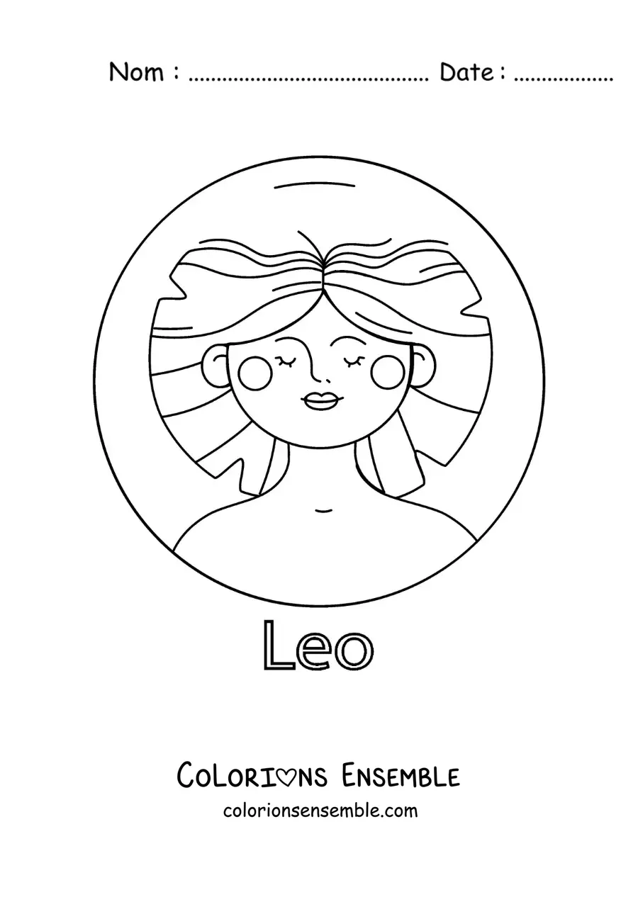 Image à colorier d’une femme du signe du Lion