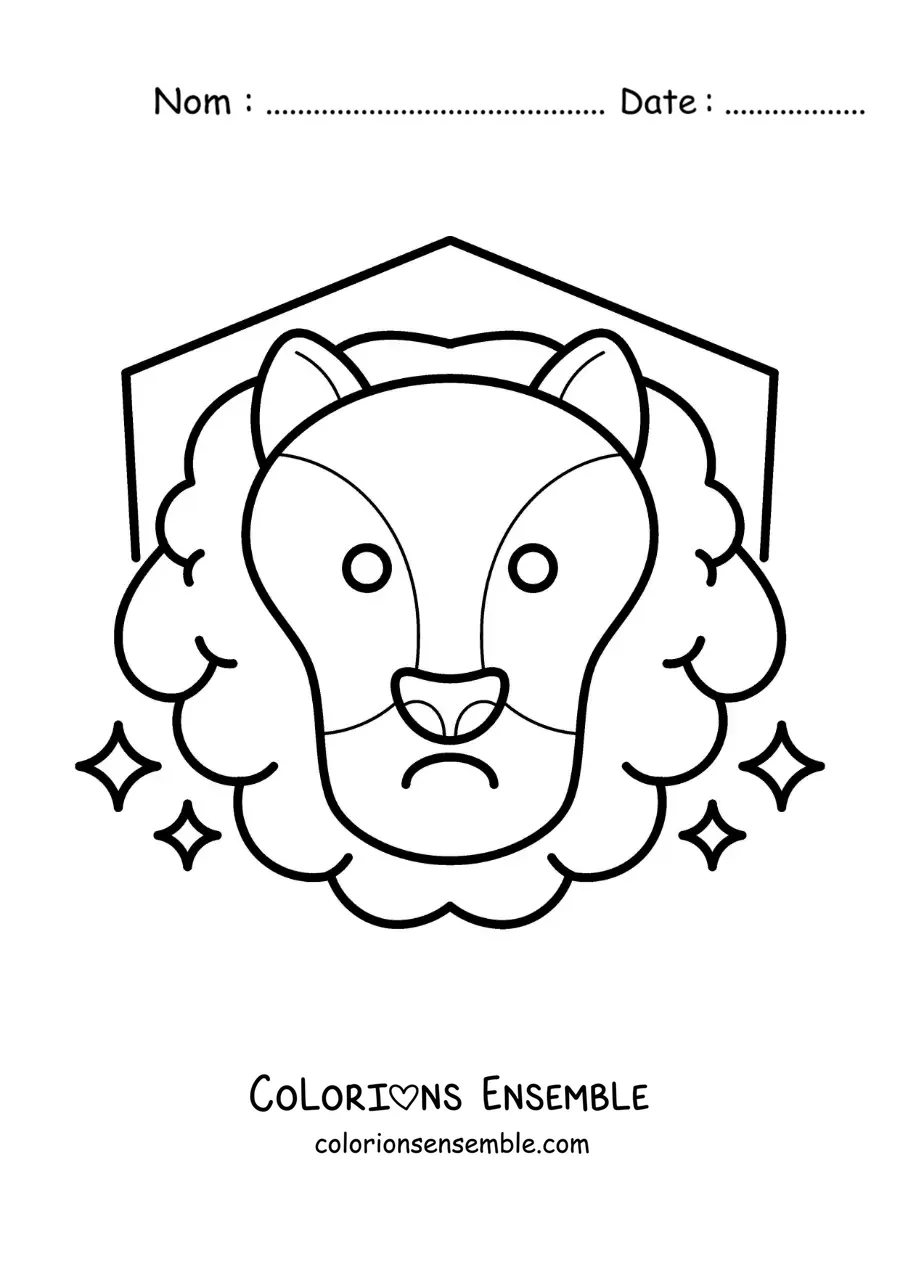 Image à colorier du signe du zodiaque Lion animé, facile