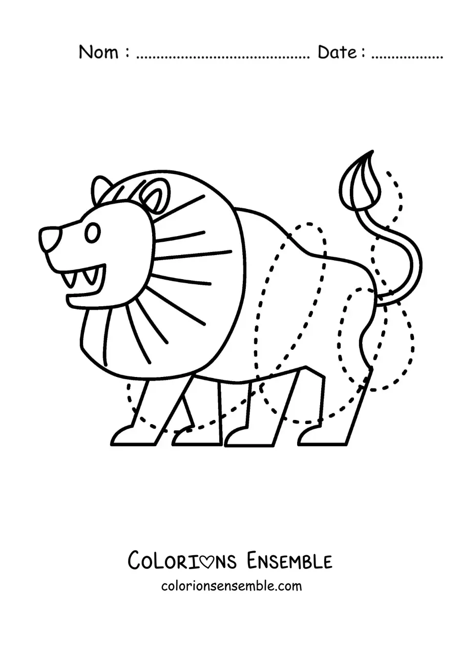 Image à colorier du lion du signe du Lion, facile