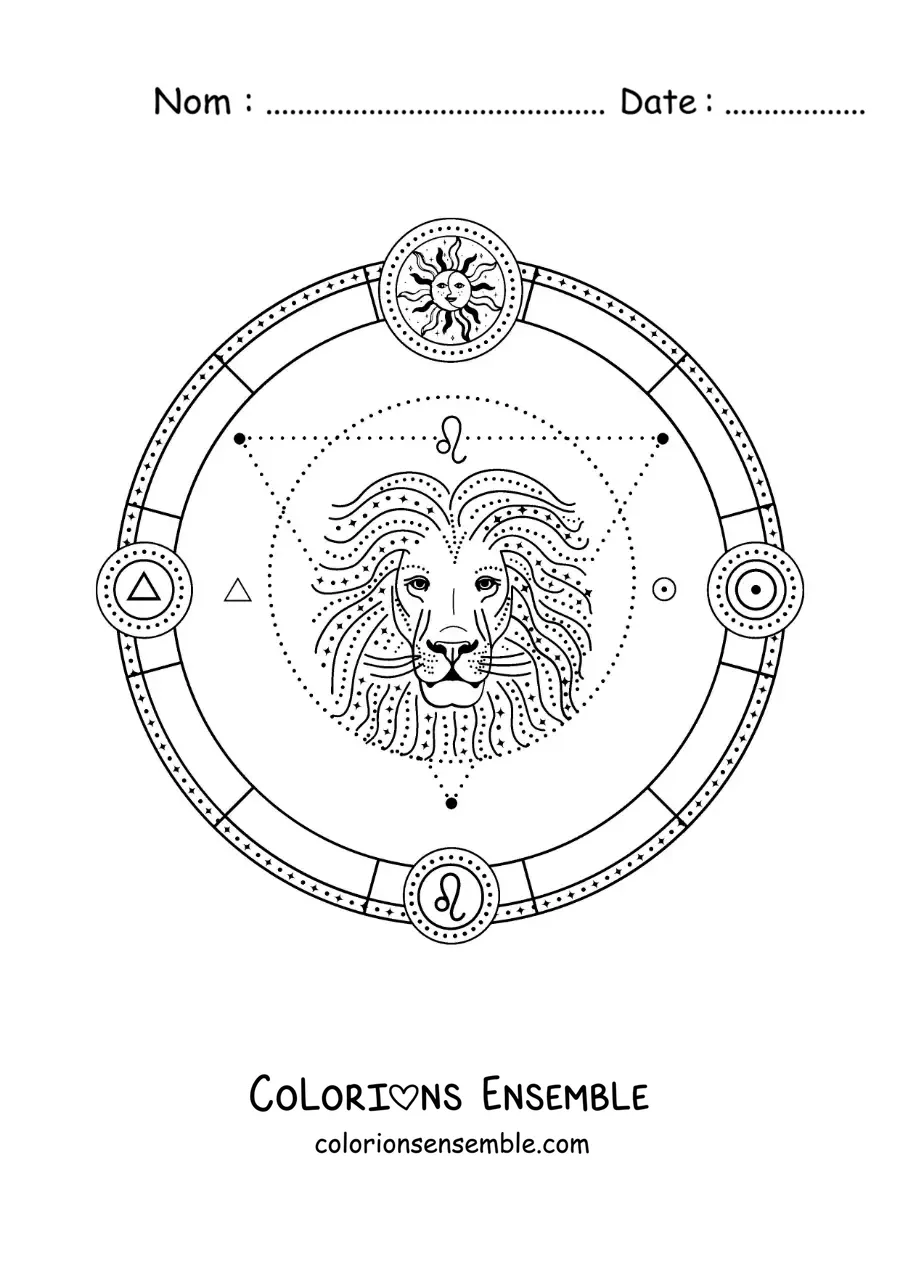 Image à colorier des symboles du signe du zodiaque Lion