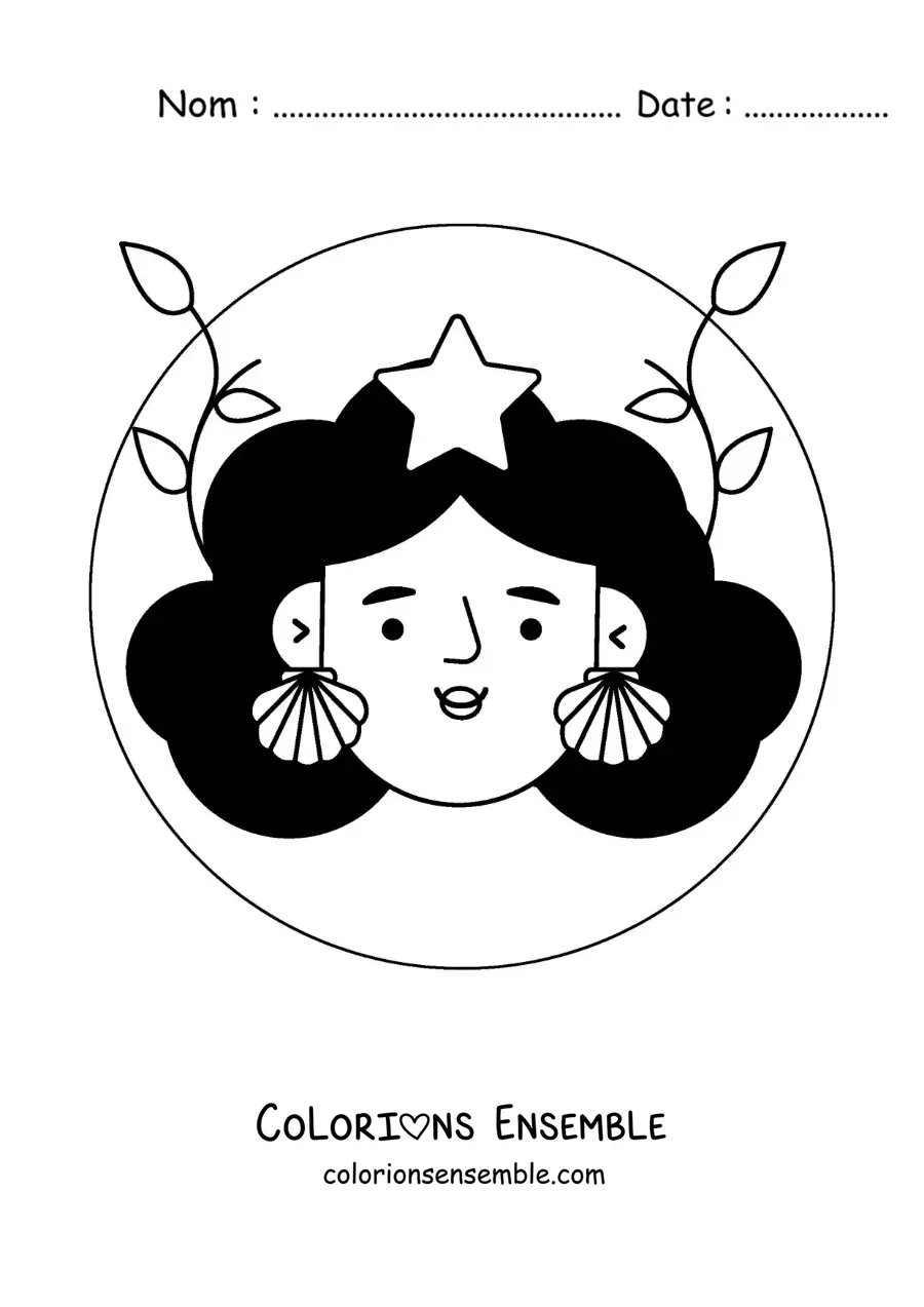 Image à colorier d’une fille animée du signe du zodiaque Vierge