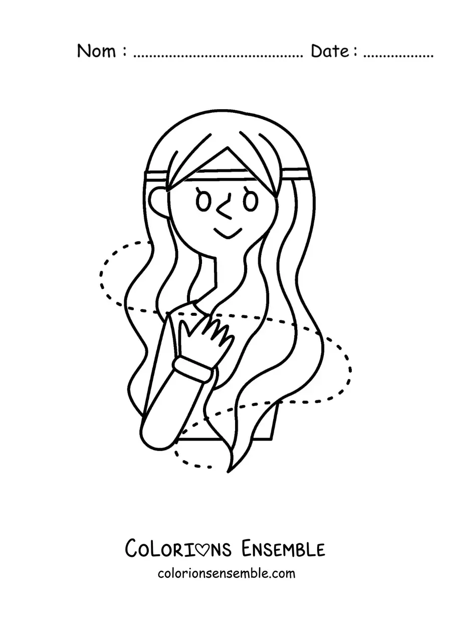 Image à colorier d’une fille du signe du zodiaque Vierge, facile