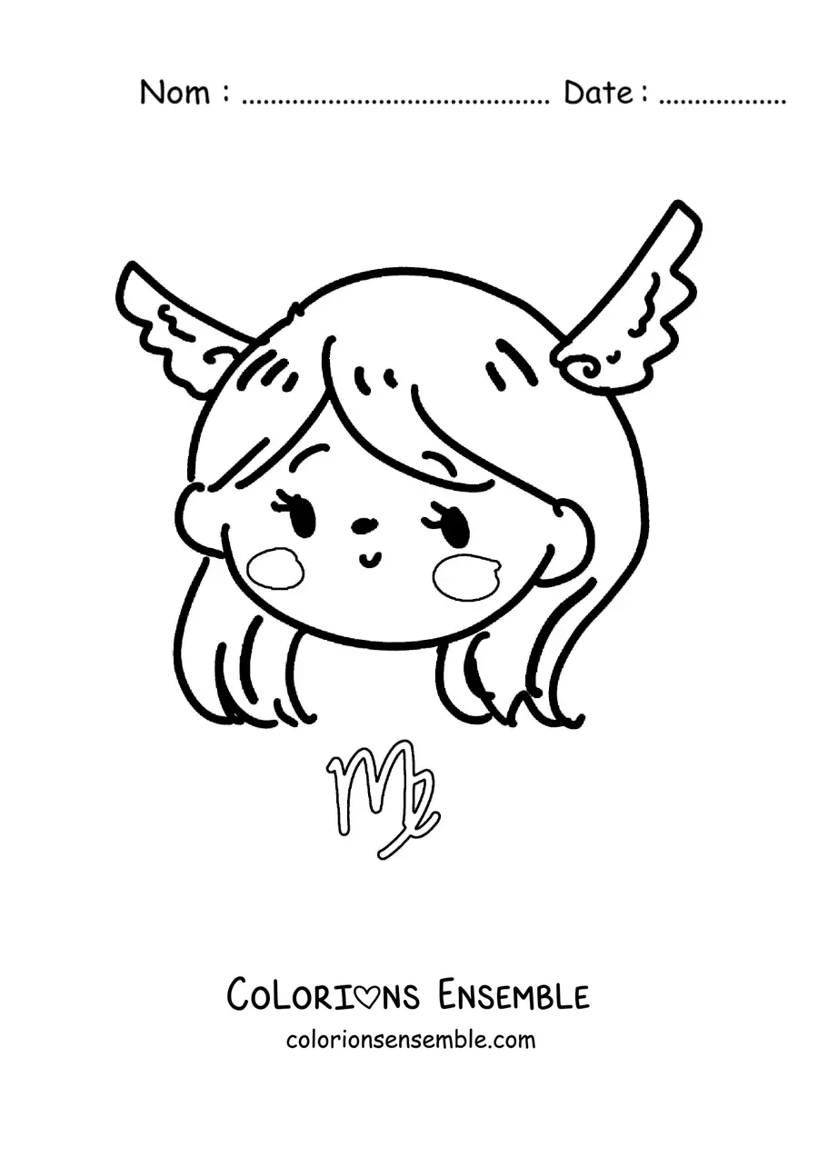 Image à colorier d’une fille kawaii animée du signe de la Vierge