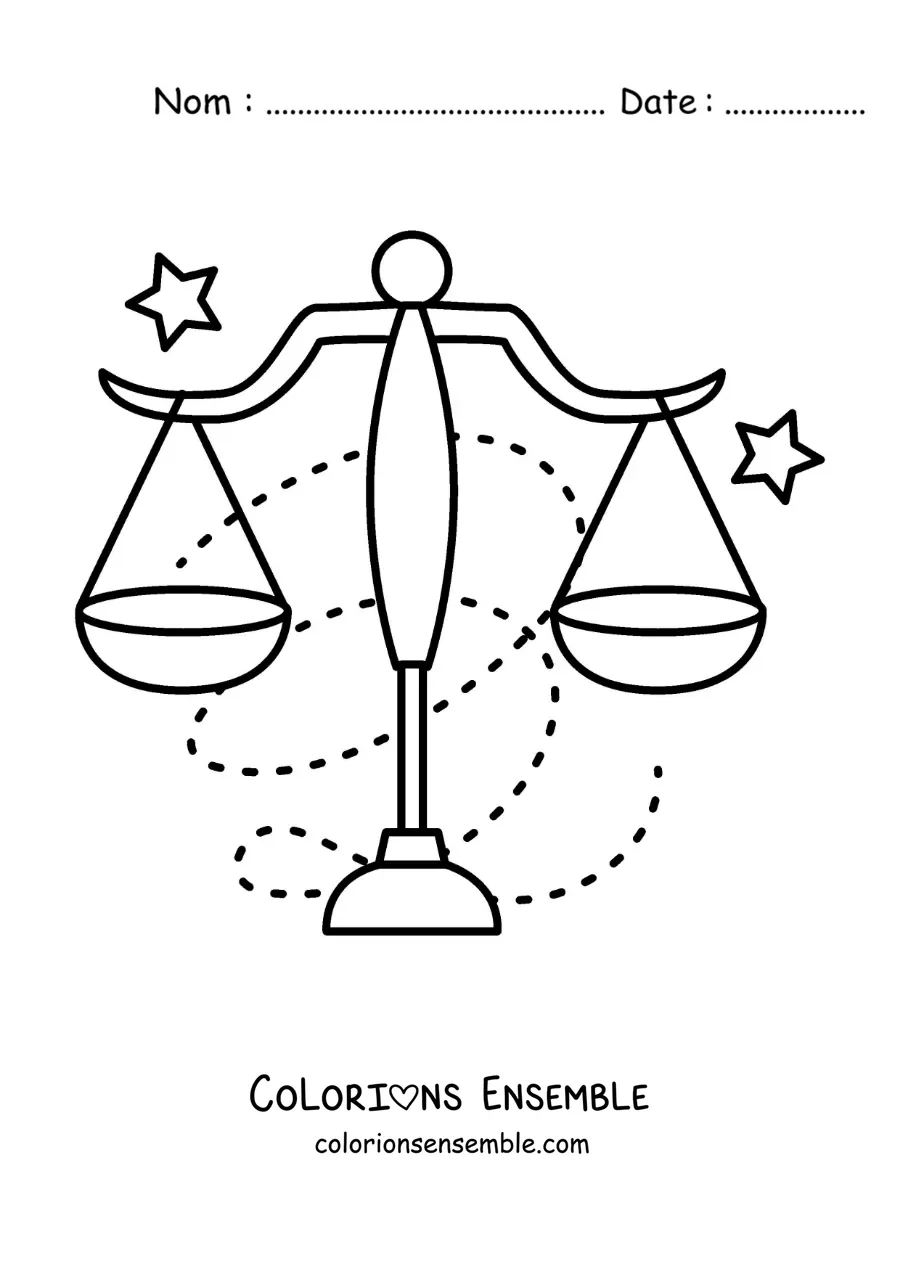 Image à colorier du symbole du signe de la Balance, facile, pour les enfants