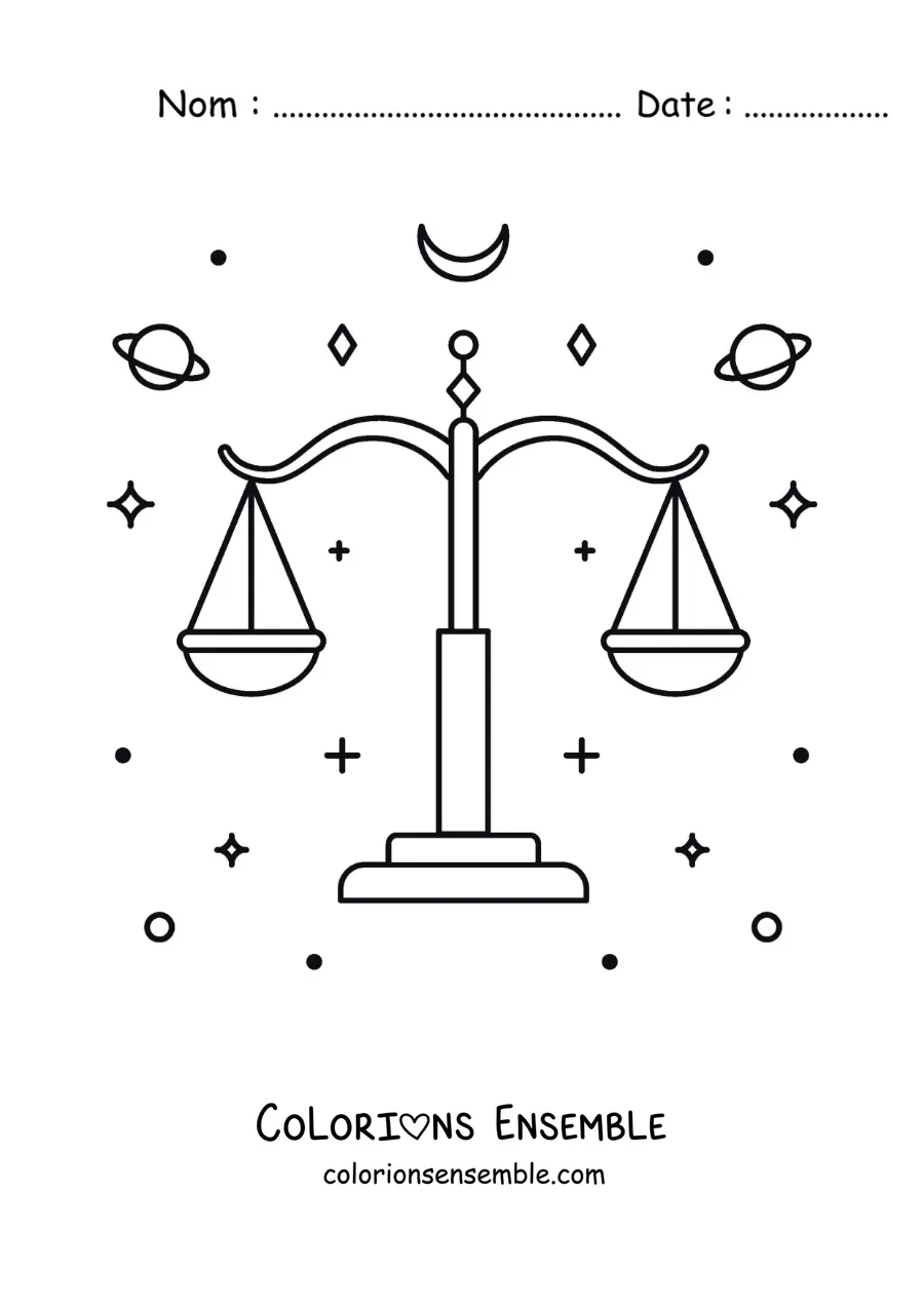 Image à colorier de la constellation de la Balance