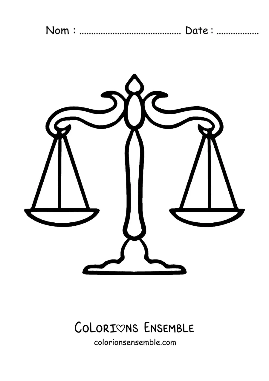 Image à colorier de la balance de la justice, facile