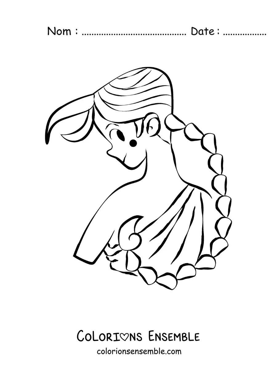 Image à colorier d’une fille animée du signe du Scorpion
