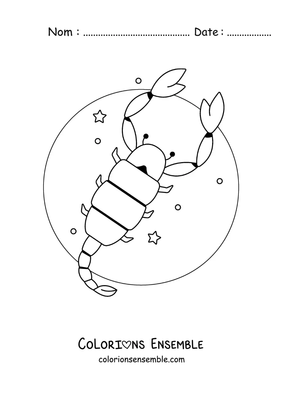 Image à colorier facile d’un scorpion du signe du Scorpion